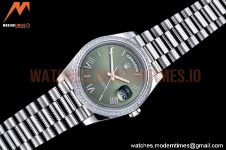Rolex - DayDate 40mm Flt Dia SS/SS Green/Rm GSF A2836 Mod