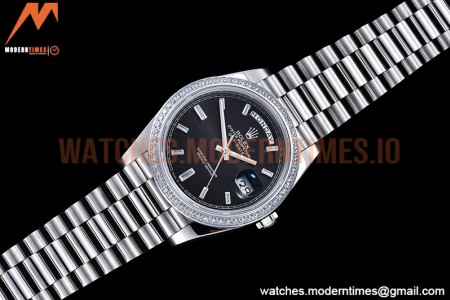 Rolex - DayDate 40mm Flt Dia SS/SS Blk/Dia GSF A2836 Mod
