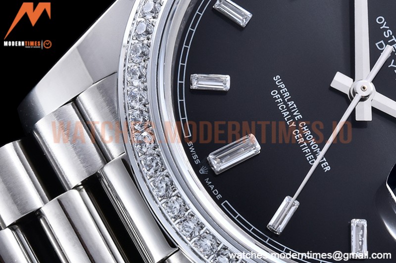 Rolex - DayDate 40mm Flt Dia SS/SS Blk/Dia GSF A2836 Mod