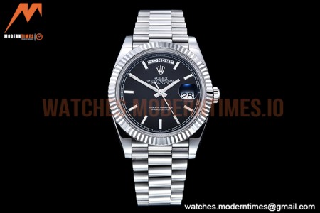 Rolex - DayDate 40mm Flt SS/SS Black/Stk GSF A2836 Mod