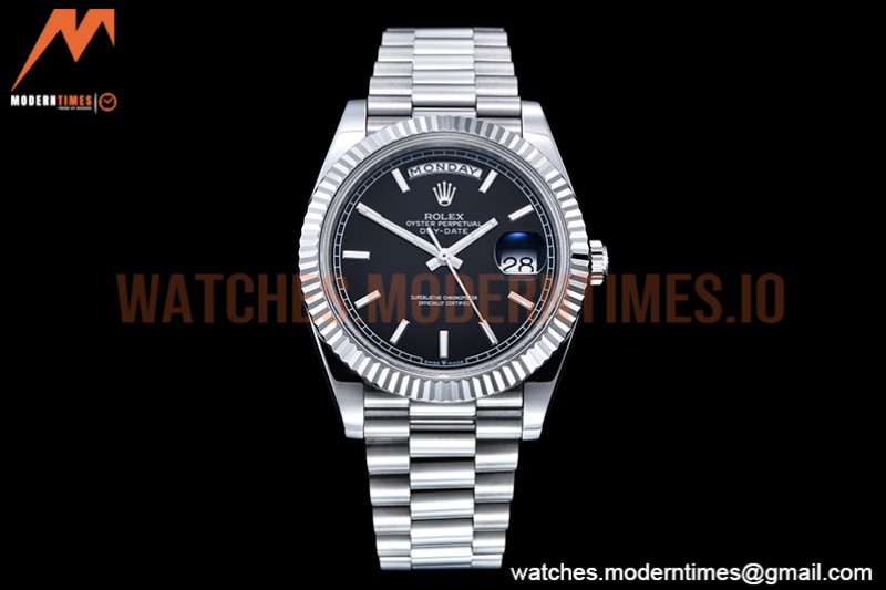 Rolex - DayDate 40mm Flt SS/SS Black/Stk GSF A2836 Mod