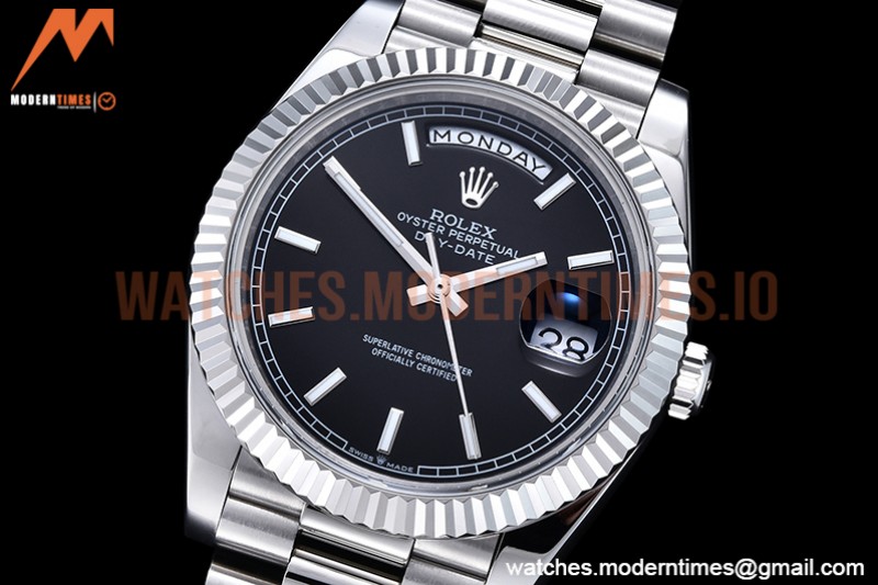 Rolex - DayDate 40mm Flt SS/SS Black/Stk GSF A2836 Mod