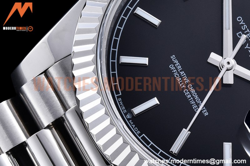 Rolex - DayDate 40mm Flt SS/SS Black/Stk GSF A2836 Mod