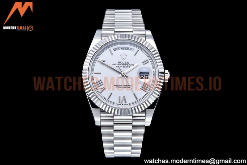 Rolex - DayDate 40mm Flt SS/SS White/Rm GSF A2836 Mod