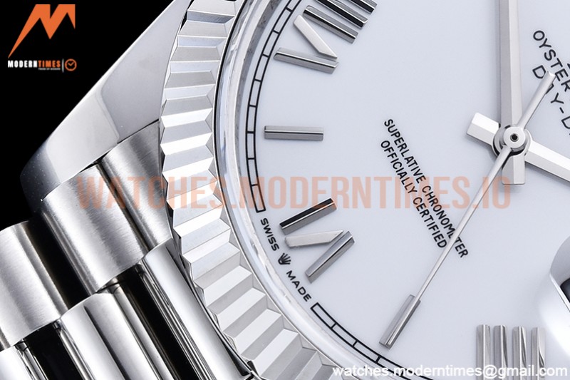 Rolex - DayDate 40mm Flt SS/SS White/Rm GSF A2836 Mod
