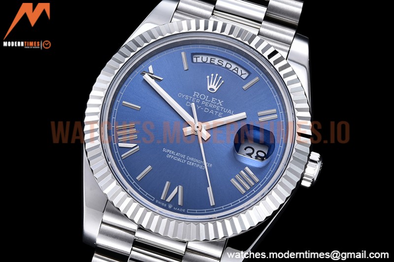 Rolex - DayDate 40mm Flt SS/SS Blue/Rm GSF A2836 Mod