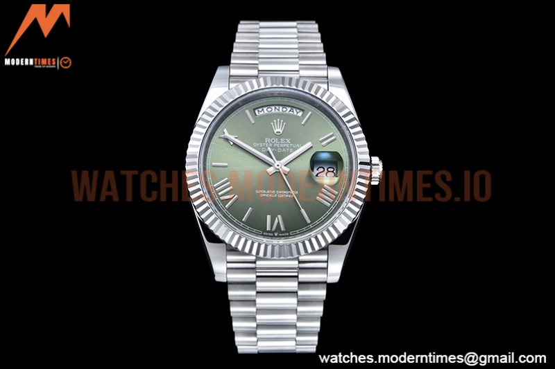 Rolex - DayDate 40mm Flt SS/SS Green/Rm GSF A2836 Mod