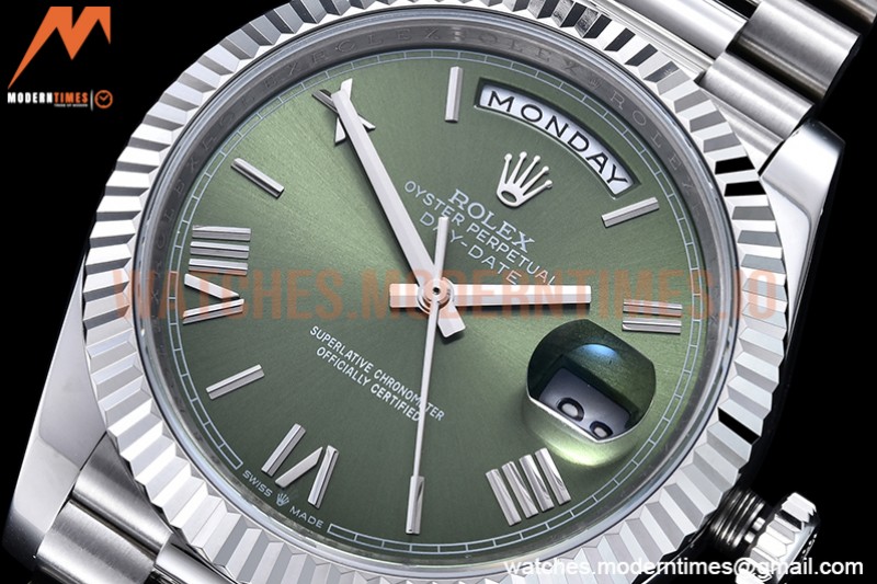 Rolex - DayDate 40mm Flt SS/SS Green/Rm GSF A2836 Mod