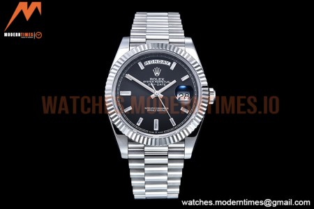 Rolex - DayDate 40mm Flt SS/SS Black/Dia GSF A2836 Mod