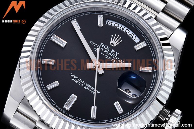 Rolex - DayDate 40mm Flt SS/SS Black/Dia GSF A2836 Mod