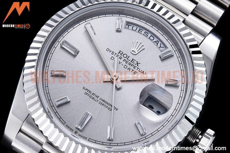 Rolex - DayDate 40mm Flt SS/SS Silver/Dia GSF A2836 Mod