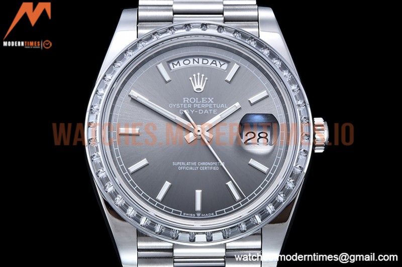 Rolex - DayDate 40mm Dia SS/SS Grey/Stk GSF A2836 Mod