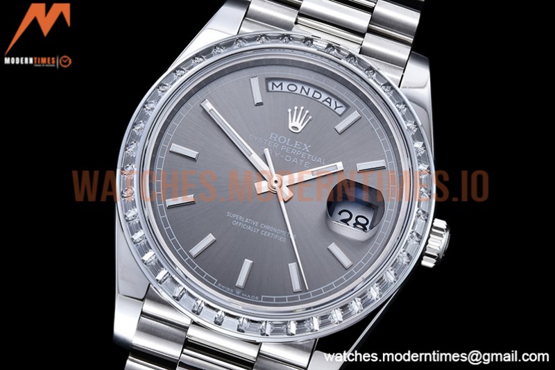 Rolex - DayDate 40mm Dia SS/SS Grey/Stk GSF A2836 Mod