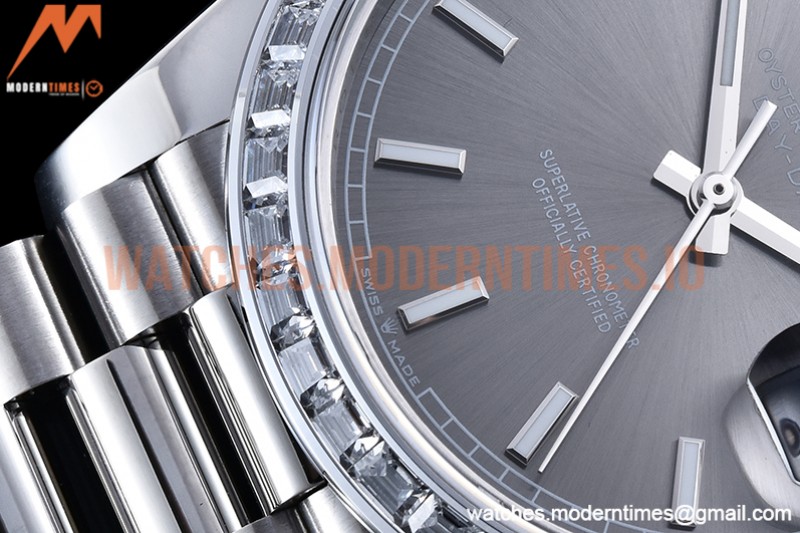Rolex - DayDate 40mm Dia SS/SS Grey/Stk GSF A2836 Mod