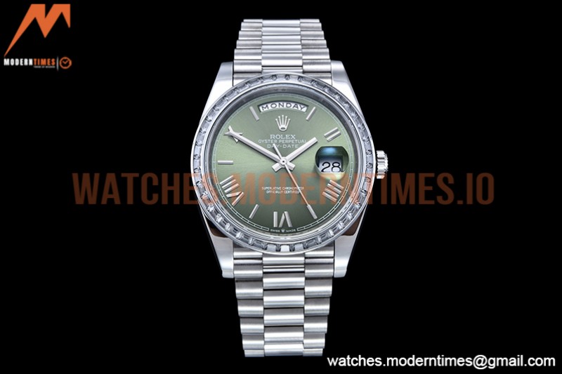Rolex - DayDate 40mm Dia SS/SS Green/Rm GSF A2836 Mod