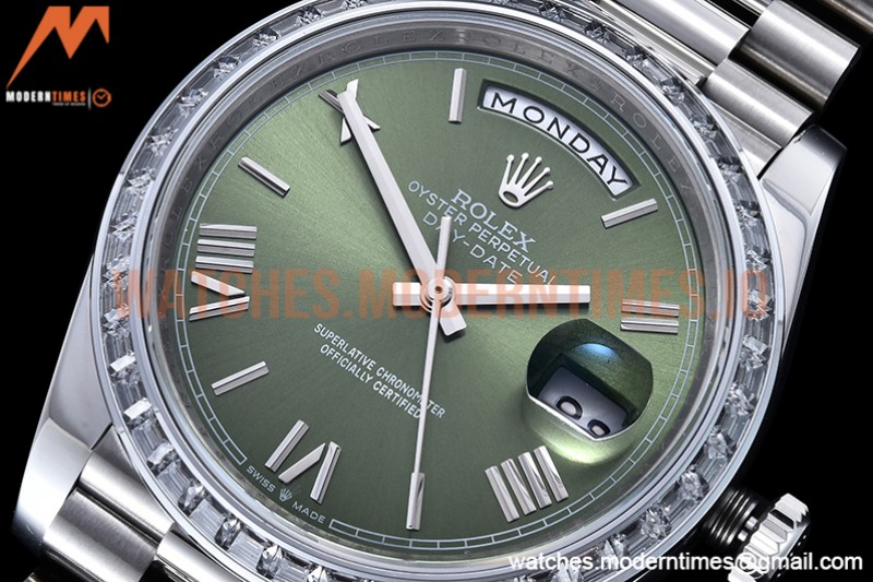 Rolex - DayDate 40mm Dia SS/SS Green/Rm GSF A2836 Mod