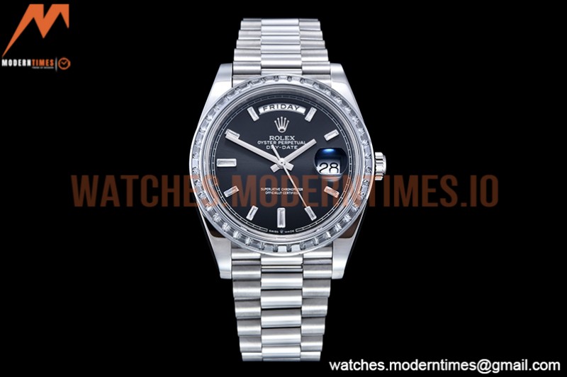 Rolex - DayDate 40mm Dia SS/SS Blk/Dia GSF A2836 Mod