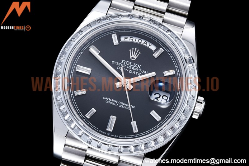 Rolex - DayDate 40mm Dia SS/SS Blk/Dia GSF A2836 Mod