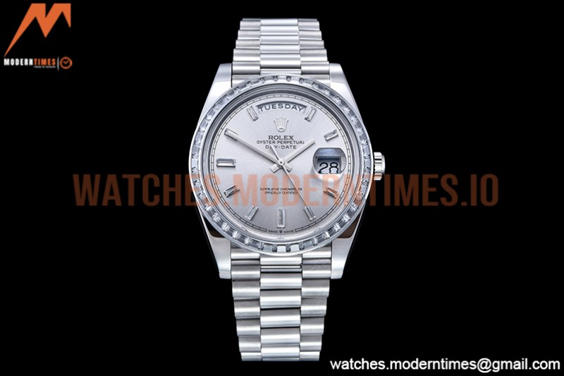 Rolex - DayDate 40mm Dia SS/SS Silv/Dia GSF A2836 Mod