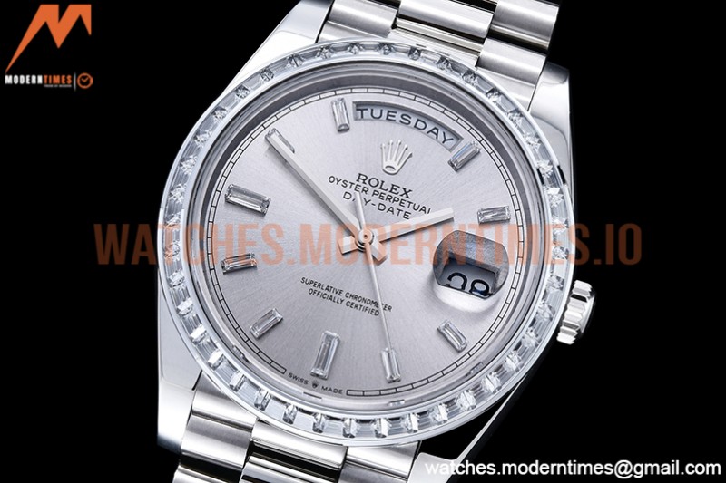 Rolex - DayDate 40mm Dia SS/SS Silv/Dia GSF A2836 Mod